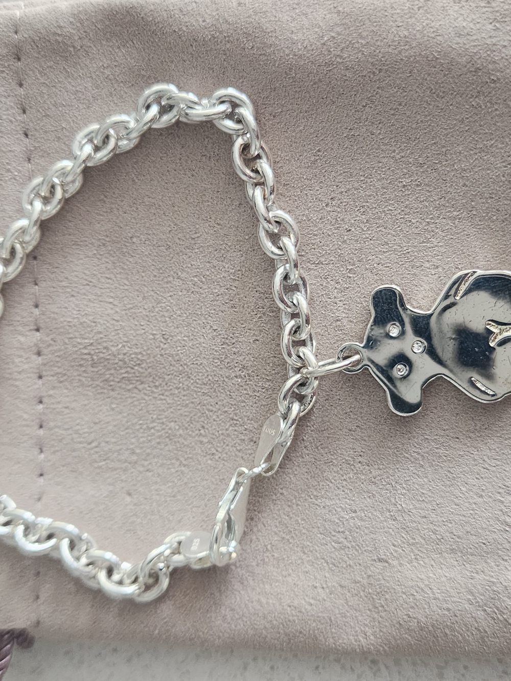 Silver Tone Dog Charm Chain Collar - Silver